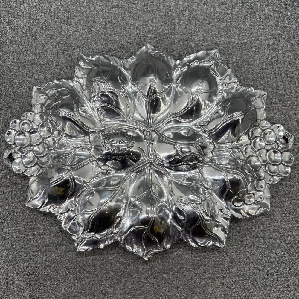 Arthur Court Deviled Egg Platter Serving Tray Silver Tone Grape Vineyard Pattern